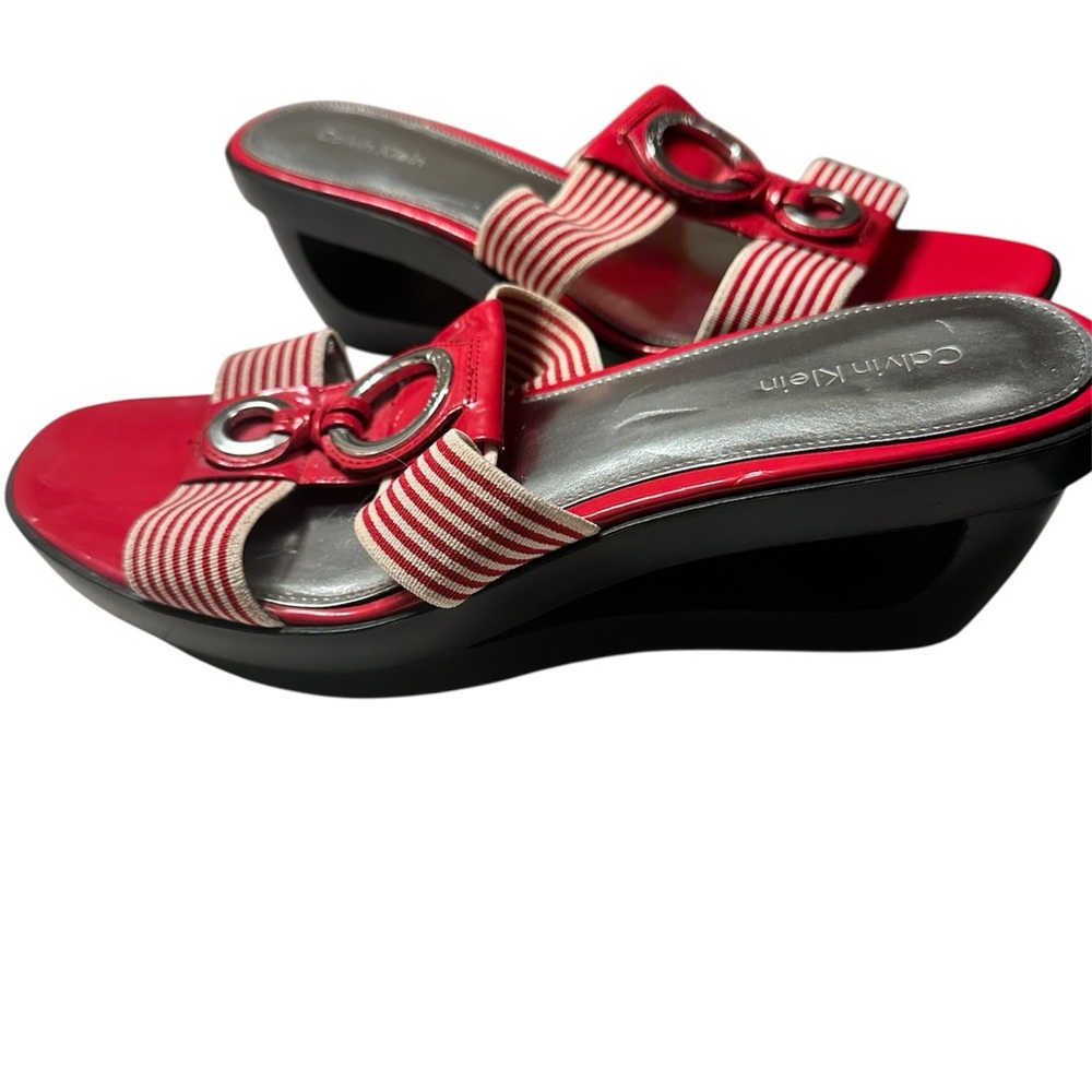 Calvin Klein Red Wedge Sandals Size 7.5-8